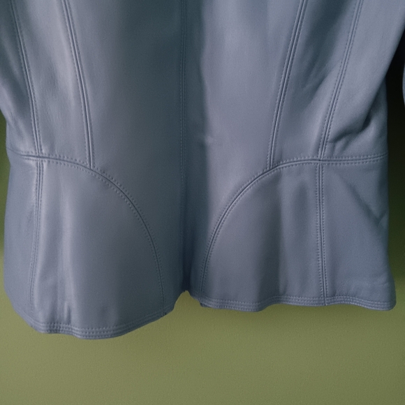 WHBM LIGHT BLUE LEATHER JACKET - Picture 3 of 16